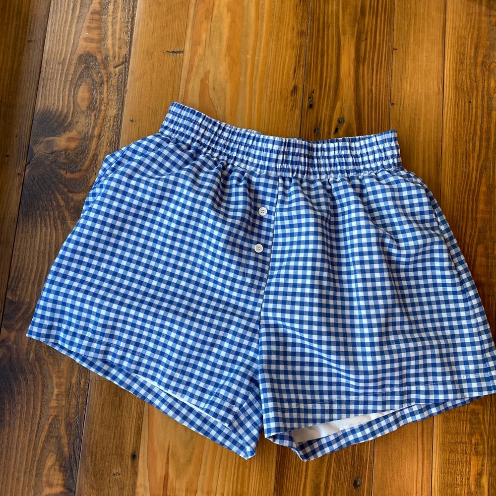 High Waist Blue Checkered Women's Shorts